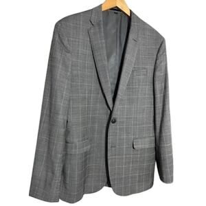 Jos A Bank Grey Slim Fit Wool Plaid Lt Wgt 2Pc Suit 42L/36x31